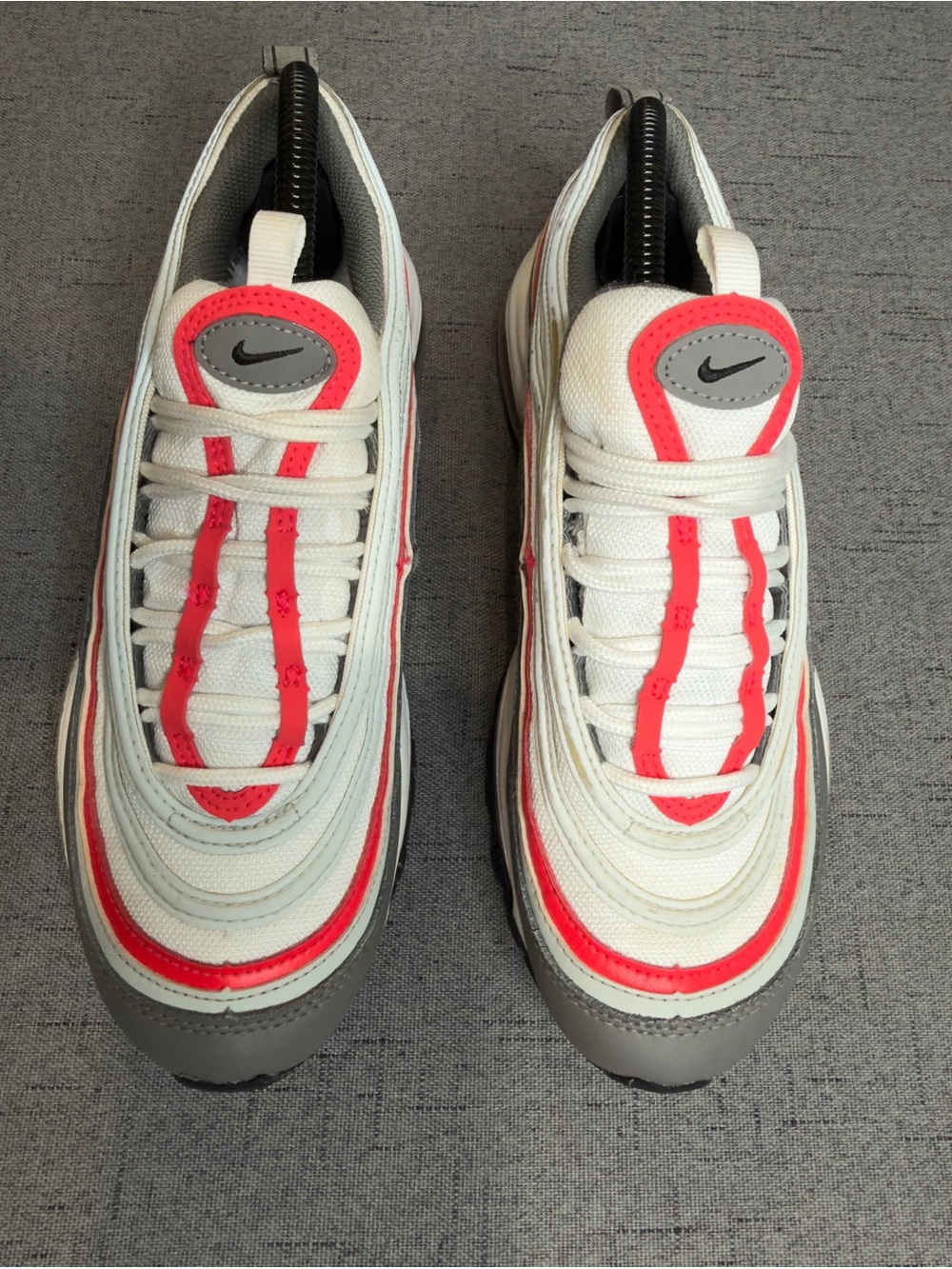 Nike Air Max 97 GS White Gray Red Running Shoes Youth Size 6Y Women 7.5 - Picture 6 of 10